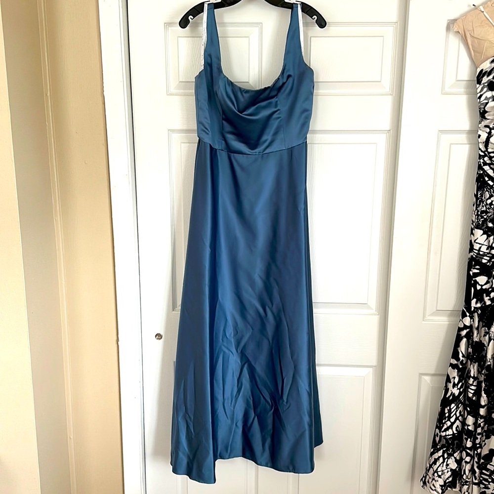 Steele Blue Satin Gown